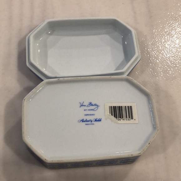 Vintage  Vera Bradley ceramic dish Capri blue paisley Andrea by Sadek - Picture 8 of 10